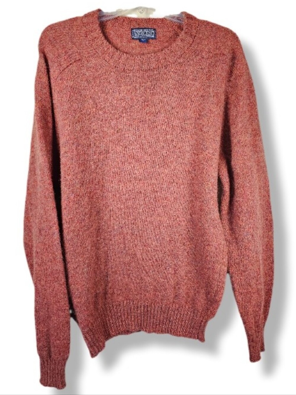 VTG Lands' End Mens M 38-40 Red Speckled Crewneck Sweater Shetland Wool Made UK - Picture 2 of 9